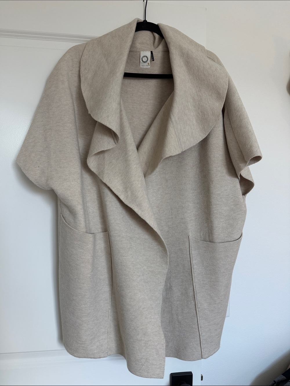 Women’s Short-Sleeve Draped Open-Front Cardigan - Cream